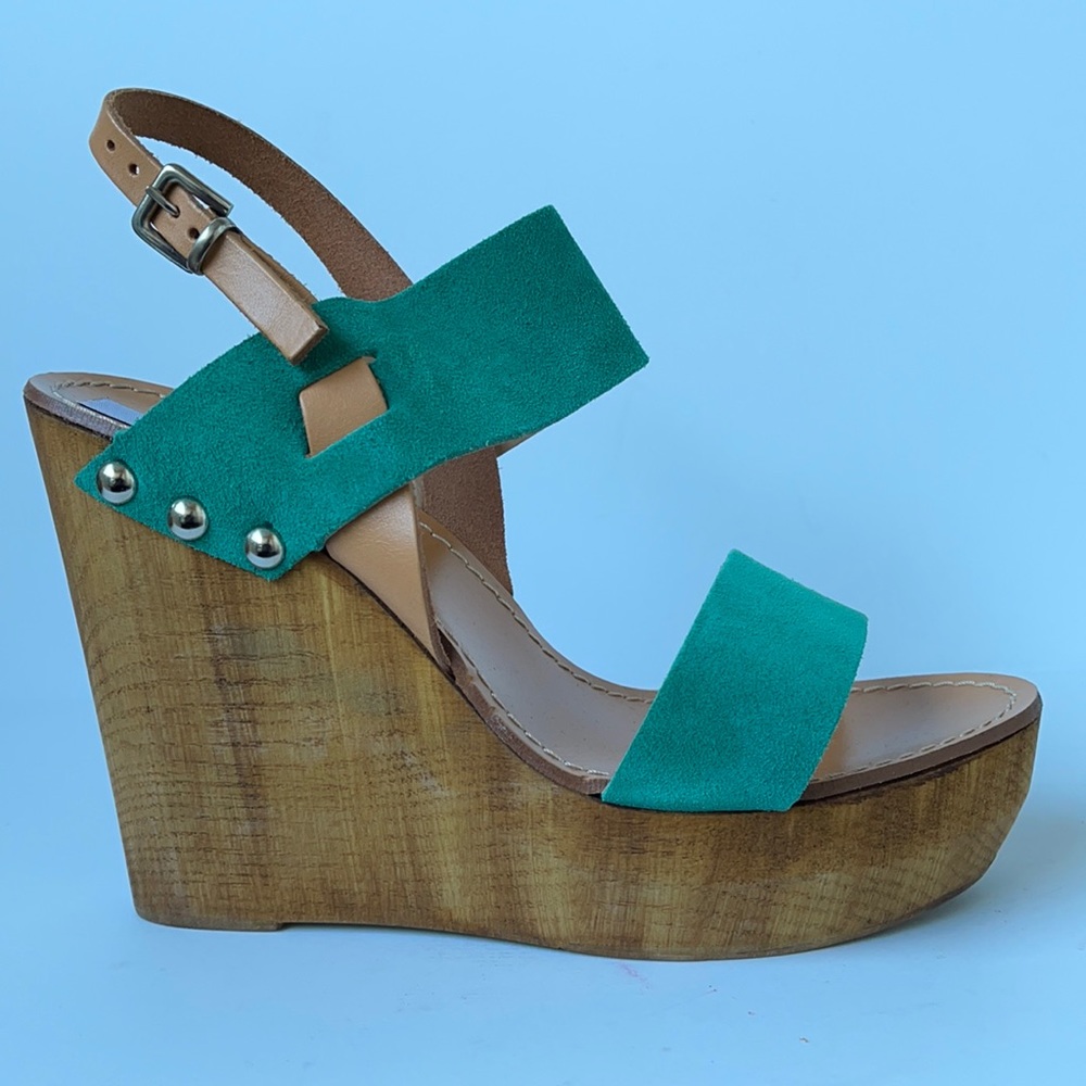 Steve Madden ‘Carmelo’ Wooden Wedge Suede Sandal 9M